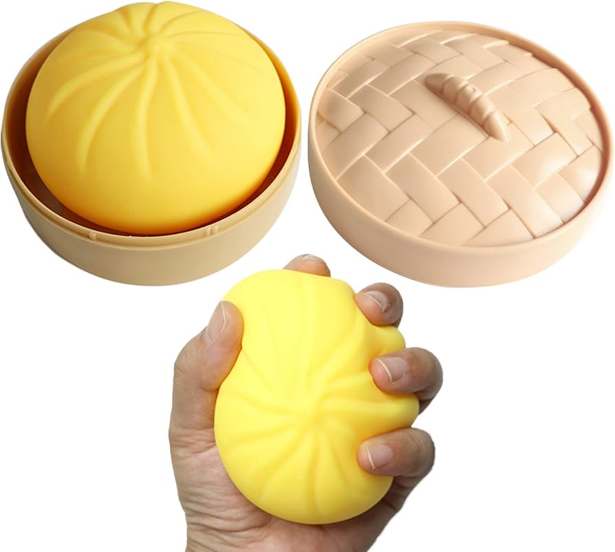 Dumpling Squishy Bun – 8,5 cm | Squishy in Bakje Stoompannetje