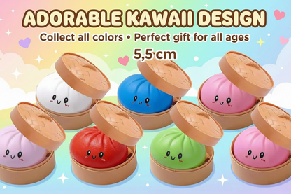 Dumpling Squishy Bun – 5,5 cm | Squishy in Bamboe Stoompannetje
