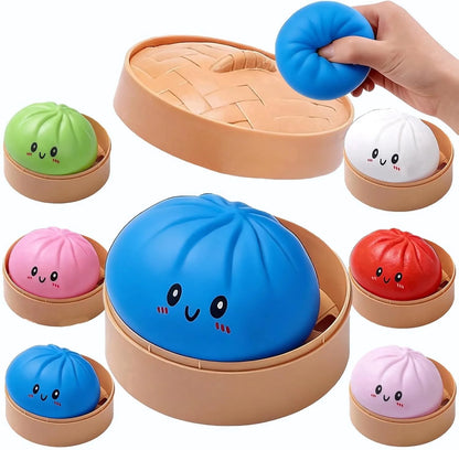 Dumpling Squishy Bun – 8,5 cm | Squishy in Bakje Stoompannetje