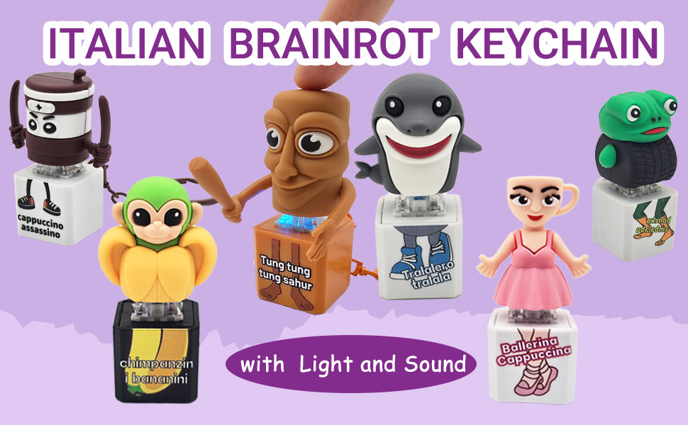 Italian Brainrot Fidget Clicker Sleutelhanger | Met Licht & Geluid | TikTok Viral