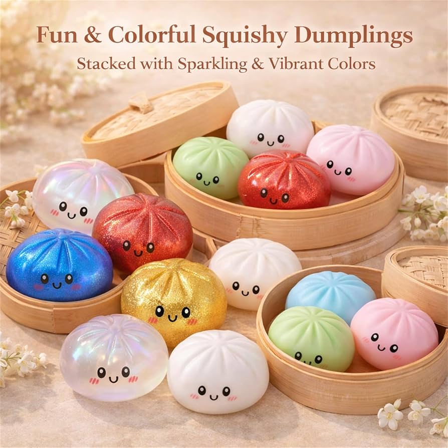 Dumpling Squishy Bun – 5,5 cm | Squishy in Bamboe Stoompannetje