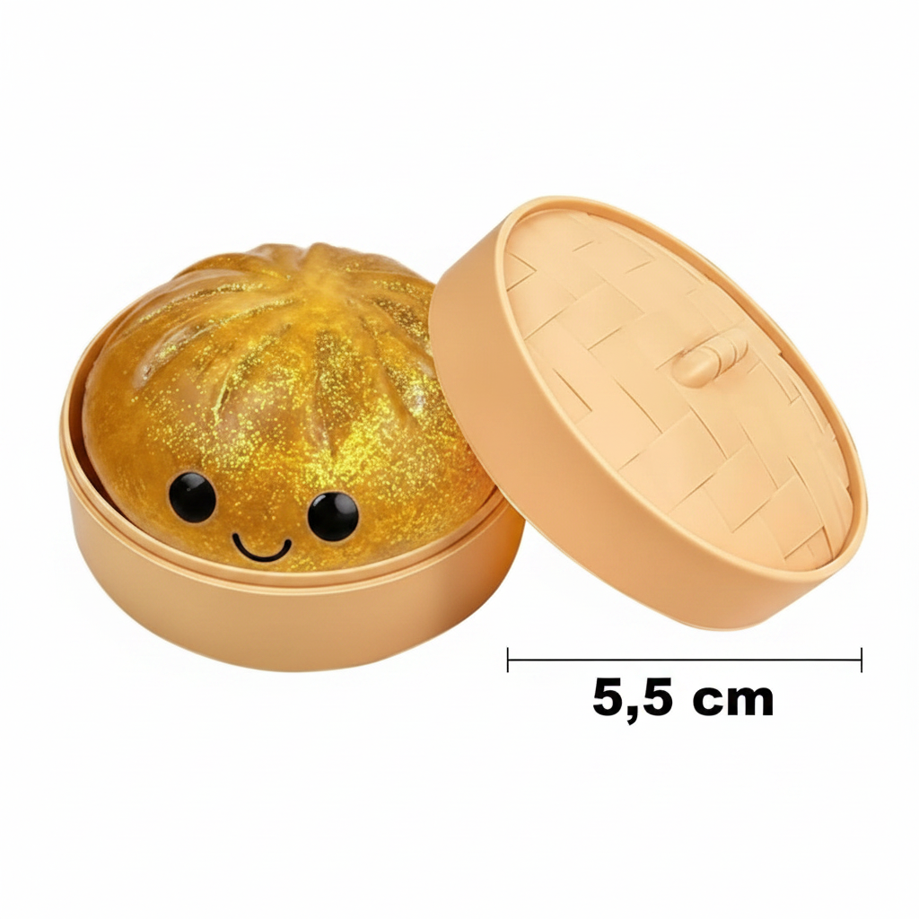Dumpling Squishy Bun – 5,5 cm | Squishy in Bamboe Stoompannetje