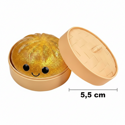 Dumpling Squishy Bun – 5,5 cm | Squishy in Bamboe Stoompannetje