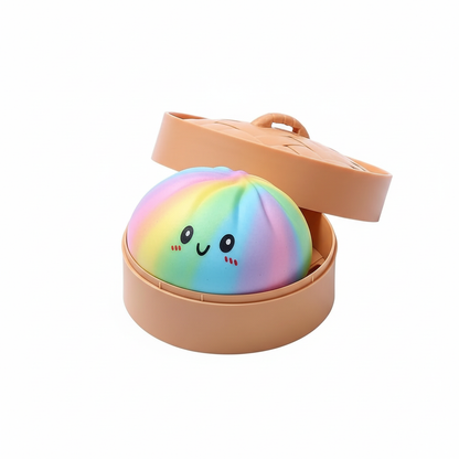Dumpling Squishy Bun Rainbow in bamboe stoompannetje