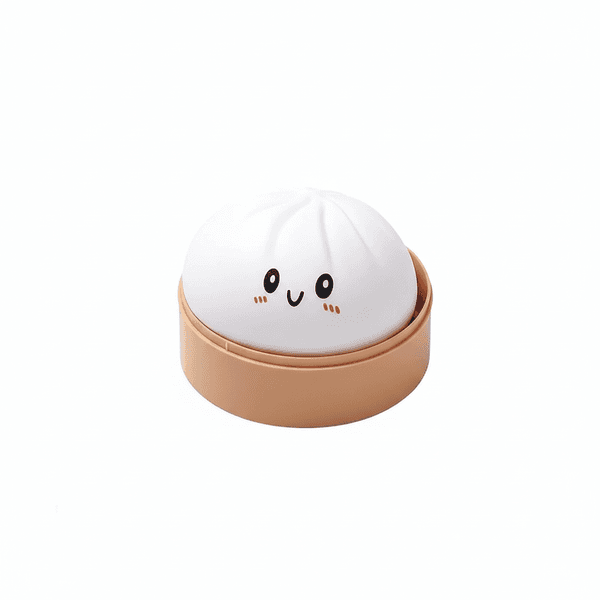 Dumpling Squishy Bun Wit in bamboe stoompannetje