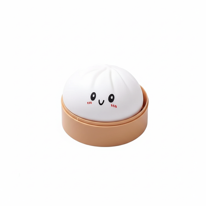 Dumpling Squishy Bun Wit in bamboe stoompannetje