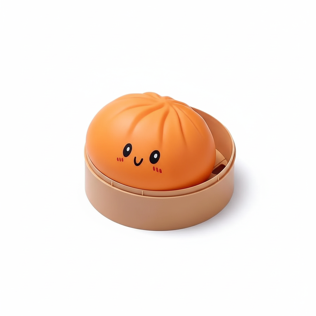 Dumpling Squishy Bun Oranje in bamboe stoompannetje