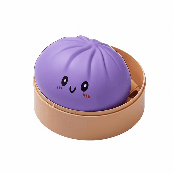 Dumpling Squishy Bun Paars in bamboe stoompannetje