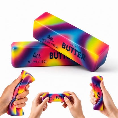 Butter Squishy – Kies je kleur | Geel / Rainbow / Roze