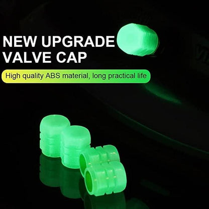 GlowRim Valve Caps - Radium Tire Air Cover with Neon Glow (Pack of 4)