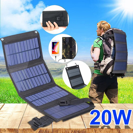 Opvouwbaar Zonnepaneel 5V 20W - Draagbare Power Bank voor Mobiele Telefoon - Waterdichte USB Batterij voor Outdoor Camping